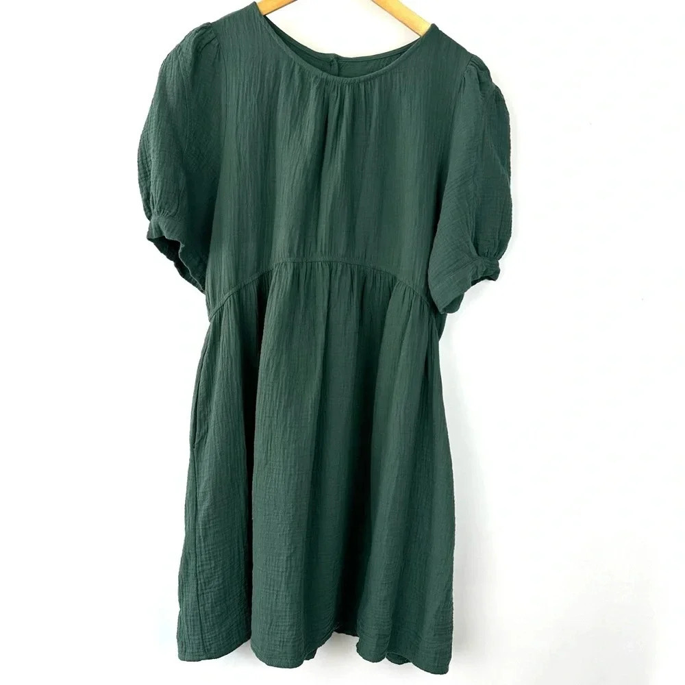 Dokotoo Womens Summer Spring Fall Empire Waist Mini Short Dress Size XL Green